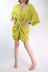 שמלת סטן חדשה בירוק- M-L